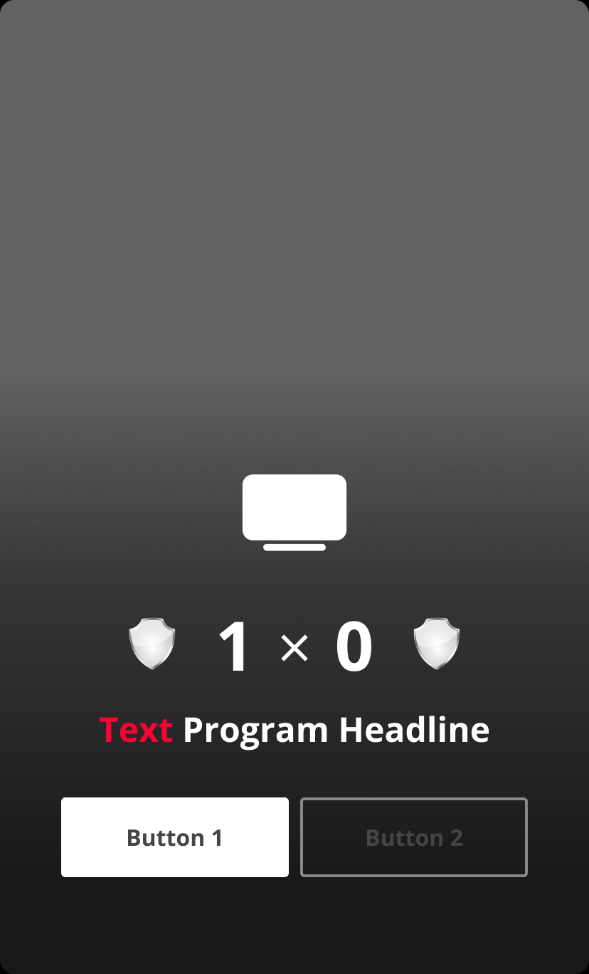 The Premium Highlight as a bare component: placeholder slots for media, a scoreboard, a title and two buttons — declaring what each expects, with no data yet.